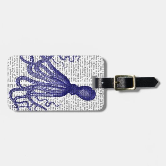 Blaue Krake 5 Gepäckanhänger (Vorderseite horizontal)