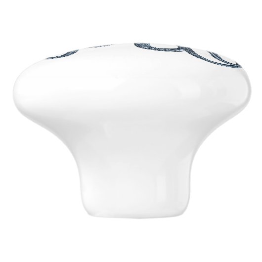 Blaue Krake Keramikknauf (Seitenansicht)