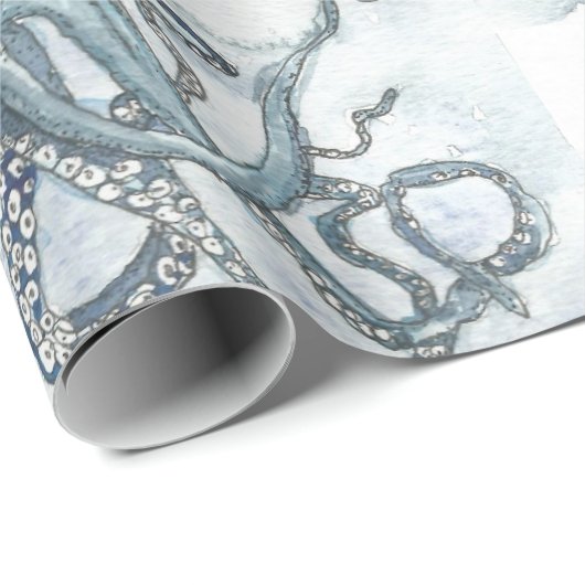 Blaue Krake Matts, die Papger einwickelt Geschenkpapier (Rolleneckpunkt)