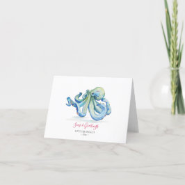 Blaue Krake WatercolorChristmas Feiertags-Karte Feiertagskarte