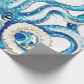 Blaue Kraken-Comic-Art Geschenkpapier (Ecke)