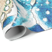 Blaue Kraken-Comic-Art Geschenkpapier (Rolleneckpunkt)