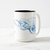 Blaue Kraken-Kaffee-Tasse Zweifarbige Tasse (VorderseiteRechts)