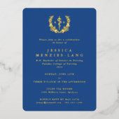 Blaue Krankenschwester Asclepius+Laurel Wreath Folieneinladung (Vorderseite)