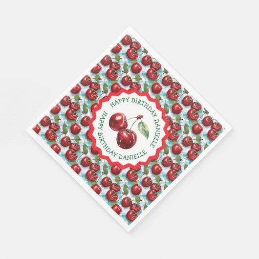 Blaue Krautmuster Personalisiert Birthda Serviette (Ecke)