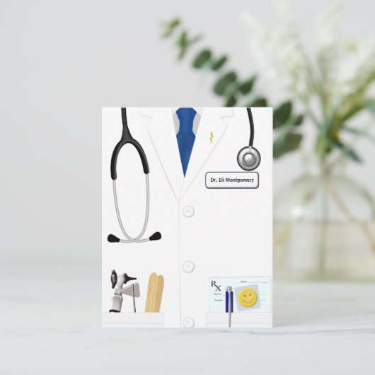 Blaue Krawatte - Ankündigung neuer Arzt (Stehend Vorderseite)