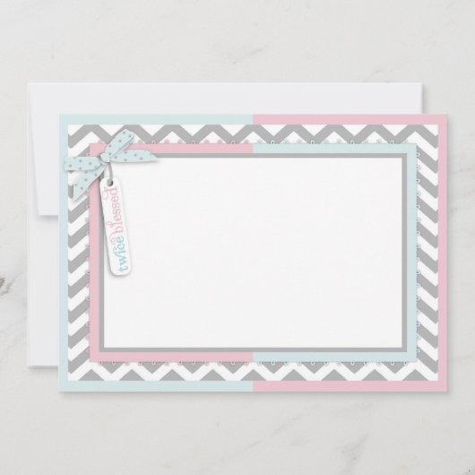 Blaue Krawatte und rosa Tutu-Zwillinge danken Dankeskarte (Rückseite)