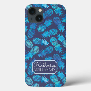 Blaue Krawatten-Ananas addieren Ihren Namen Case-Mate iPhone Hülle
