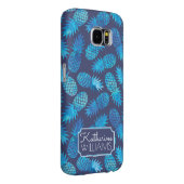 Blaue Krawatten-Ananas | addieren Ihren Namen Case-Mate Samsung Galaxy Hülle (Rückseite/rechts)