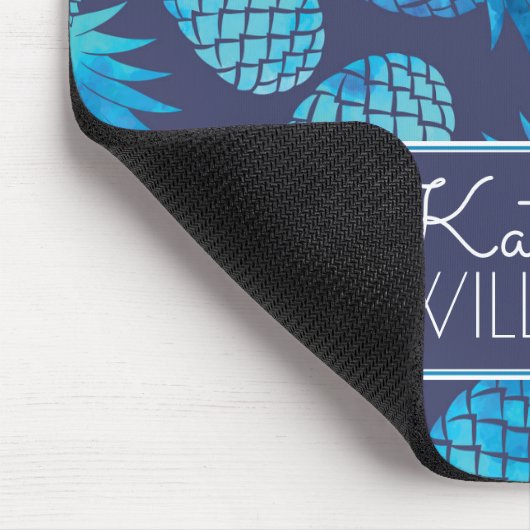 Blaue Krawatten-Ananas | addieren Ihren Namen Mousepad (Ecke)