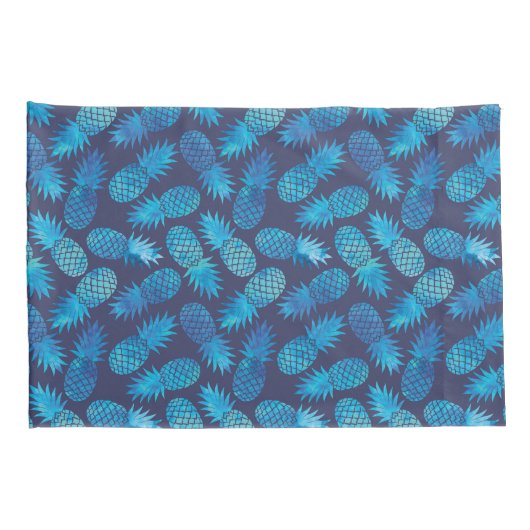 Blaue Krawatten-Ananas Kissenbezug (Rückseite-Rechts)