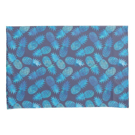 Blaue Krawatten-Ananas Kissenbezug (Vorderseite-Rechts)