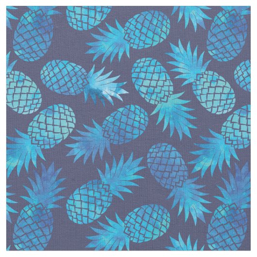 Blaue Krawatten-Ananas Stoff (Nahaufnahme)