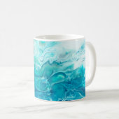 Blaue kreative abstrakte handgemalte Hintergrund, Kaffeetasse (VorderseiteRechts)