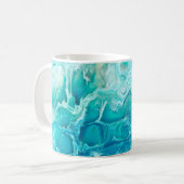 Blaue kreative abstrakte handgemalte Hintergrund, Kaffeetasse (Vorderseite Links)