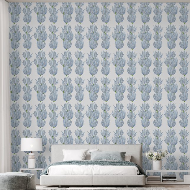 Blaue Kreidestifte auf einem  Tapete (Schlafzimmer)