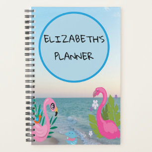 Blaue Kreis Flamingos Ozean Illustrationen Planer