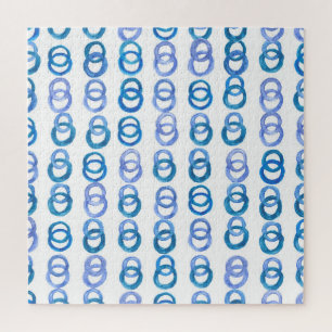 Blaue Kreise: Aquarellpolka-Punkt Puzzle