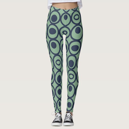 Blaue Kreise Leggings (Vorderseite)