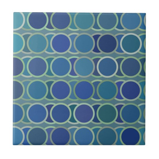 Blaue Kreise Muster Fliese (Vorderseite)