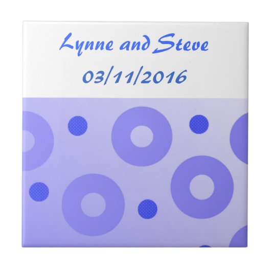 Blaue Kreise und Punkte Save the Date Fliese (Vorderseite)