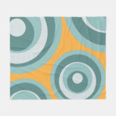 Blaue Kreisel im Retrostil auf gelbem Hintergrund Fleecedecke (Vorderseite (Horizontal))