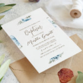 Blaue Kreuz-Blume fallen Mädchen-Taufe Einladung