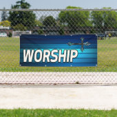 blaue Kreuz und Planken Anbetung Banner (Insitu)