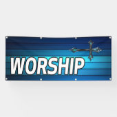 blaue Kreuz und Planken Anbetung Banner (Horizontal)