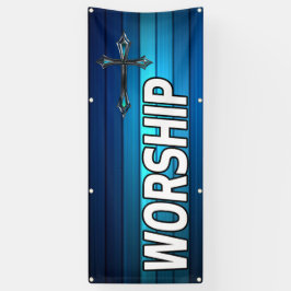 blaue Kreuz und Planken Anbetung Banner