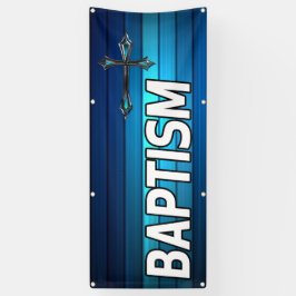 blaue Kreuz und Planken Taufe Banner
