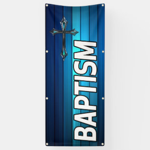 blaue Kreuz und Planken Taufe Banner