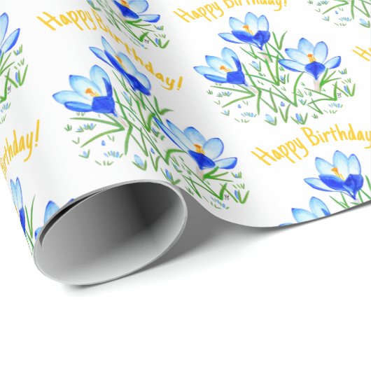 Blaue Kreuze im Frühjahrspapier Geschenkpapier (Rolleneckpunkt)