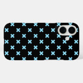 Blaue Kreuzstiche auf schwarz Case-Mate iPhone Hülle (Rückseite (Horizontal))