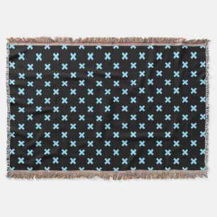 Blaue Kreuzstiche auf schwarz Decke