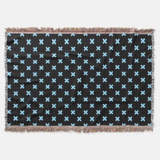 Blaue Kreuzstiche auf schwarz Decke (Vorderseite)