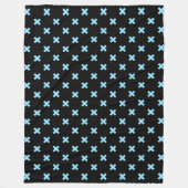Blaue Kreuzstiche auf schwarz Fleecedecke (Vorderseite)
