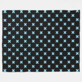 Blaue Kreuzstiche auf schwarz Fleecedecke (Vorderseite (Horizontal))