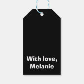 Blaue Kreuzstiche auf schwarz Geschenkanhänger (Rückseite)