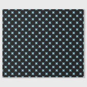 Blaue Kreuzstiche auf schwarz Geschenkpapier (Flach)