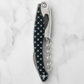 Blaue Kreuzstiche auf schwarz Kellnermesser (Rückseite)