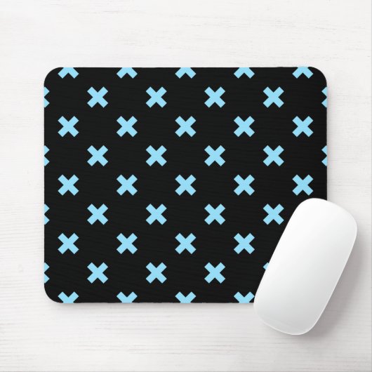 Blaue Kreuzstiche auf schwarz Mousepad (Mit Mouse)