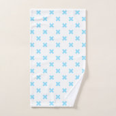 Blaue Kreuzstiche auf weiß Badhandtuch Set (Handtuch)