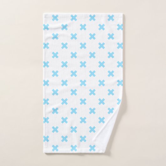 Blaue Kreuzstiche auf weiß Badhandtuch Set (Handtuch)