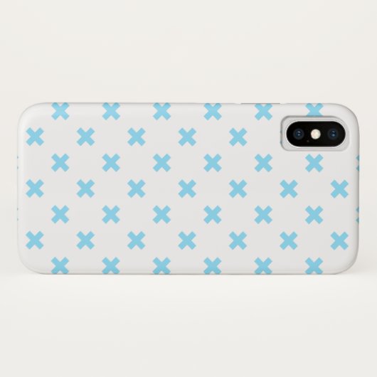 Blaue Kreuzstiche auf weiß Case-Mate iPhone Hülle (Rückseite (Horizontal))