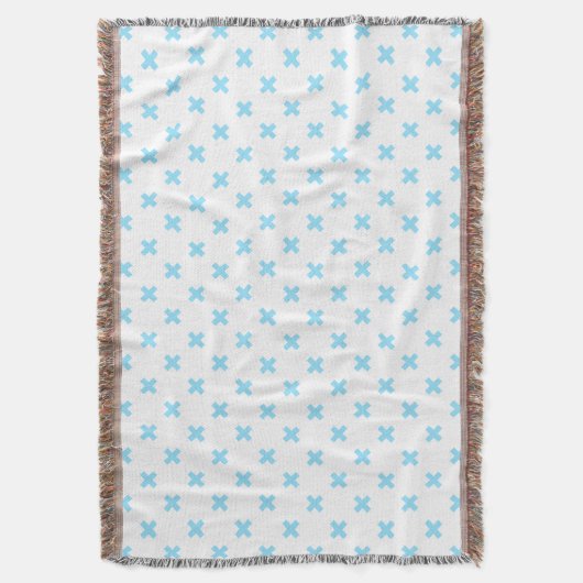 Blaue Kreuzstiche auf weiß Decke (Vorderseite Vertikal)