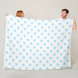 Blaue Kreuzstiche auf weiß Fleecedecke