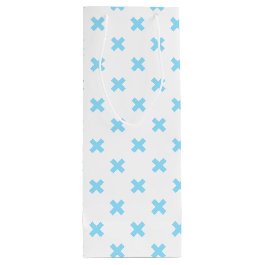 Blaue Kreuzstiche auf weiß Geschenktüte Für Weinflaschen (Rückseite)