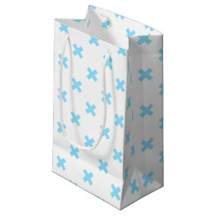 Blaue Kreuzstiche auf weiß Kleine Geschenktüte