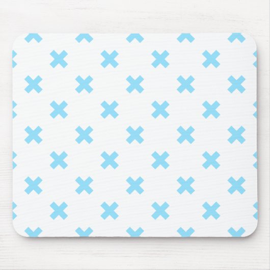 Blaue Kreuzstiche auf weiß Mousepad (Vorne)
